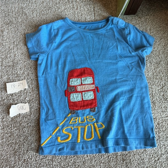 Mini Boden Other - Mini Boden Blue and Red Short Sleeve Tee with London Bus Design